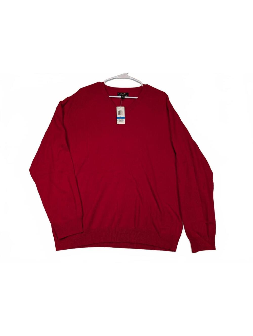 Club Room Cashmere Sweater Solid Red Crewneck Mens XL Pullover Knit
